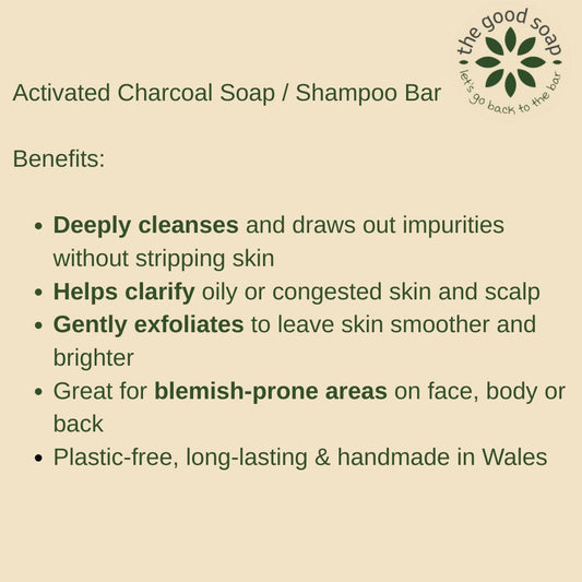 Activated Charcoal Bar - Deep Cleansing Face and Body Wash Bar & Shampoo