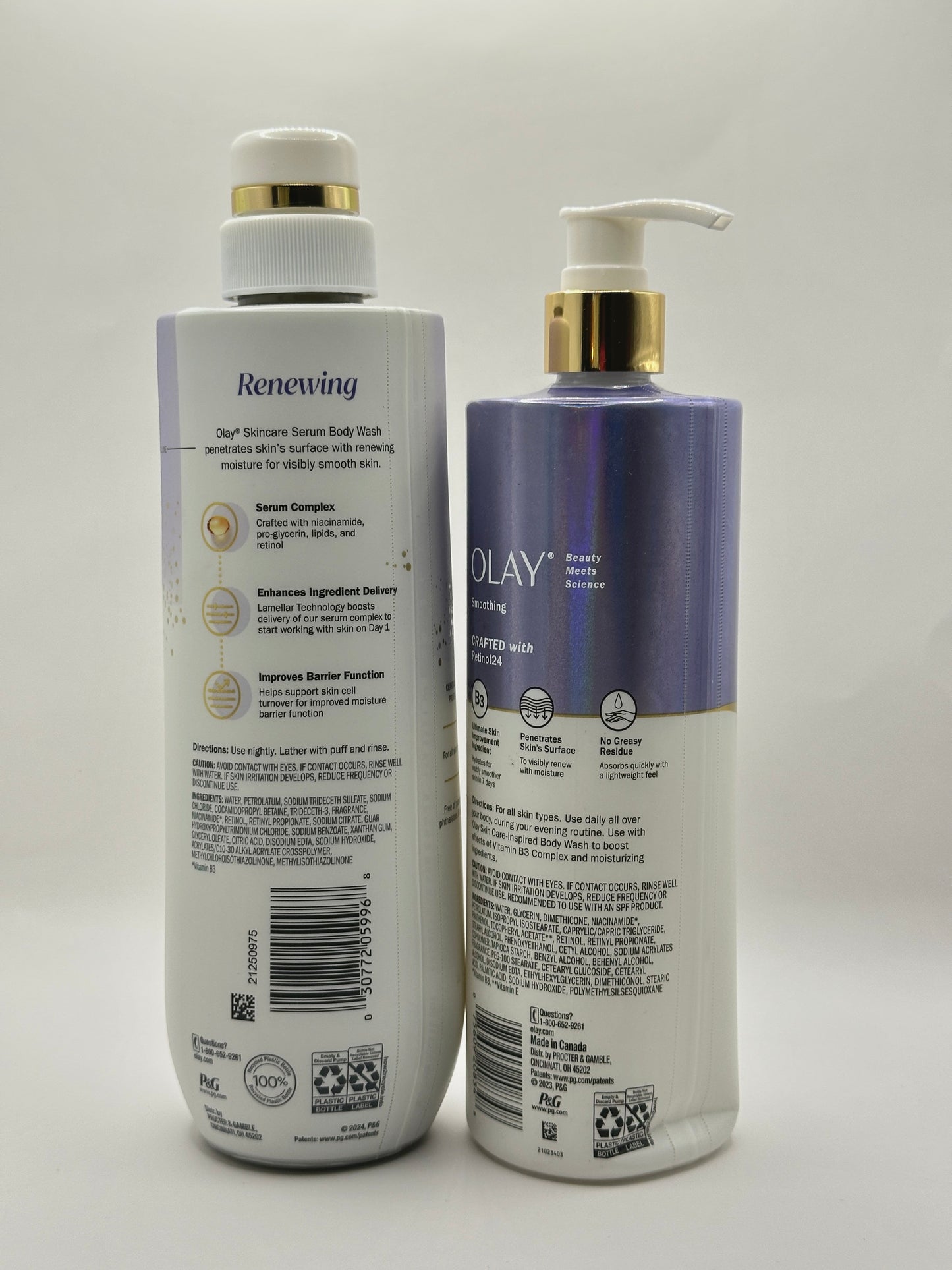 OLAY Retinol Body Lotion & Wash - 502ml & 591ml.
