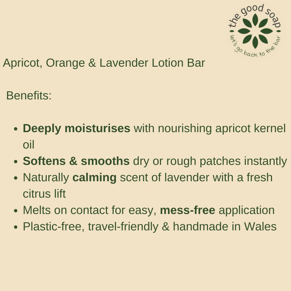 Apricot, Orange & Lavender Lotion Bar – Soothing Solid Moisturiser for Face & Body