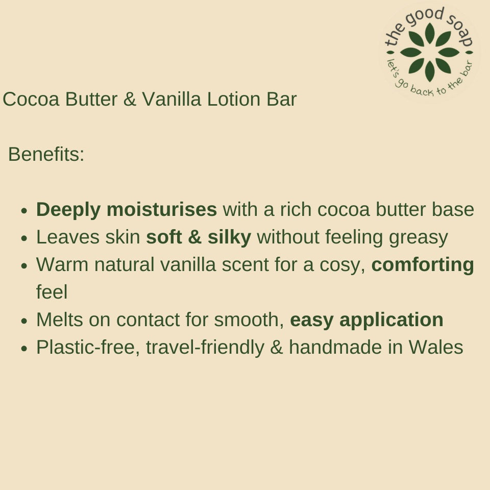 Cocoa Butter & Vanilla Lotion Bar – Natural Moisturiser for Soft, Glowing Skin
