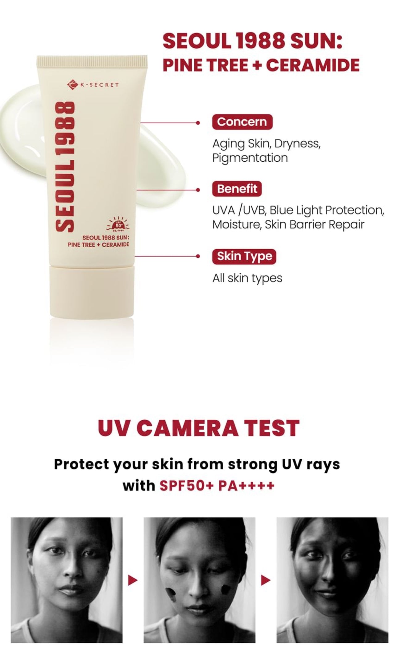 K-SECRET SEOUL1988 SUN: PINE TREE + CERAMIDE 50ml