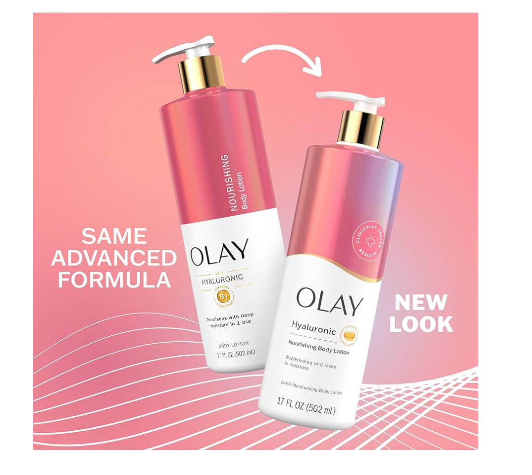 Olay Nourishing & Hydrating Body Lotion for Women with Hyaluronic Acid,17 fl oz / 502ml
